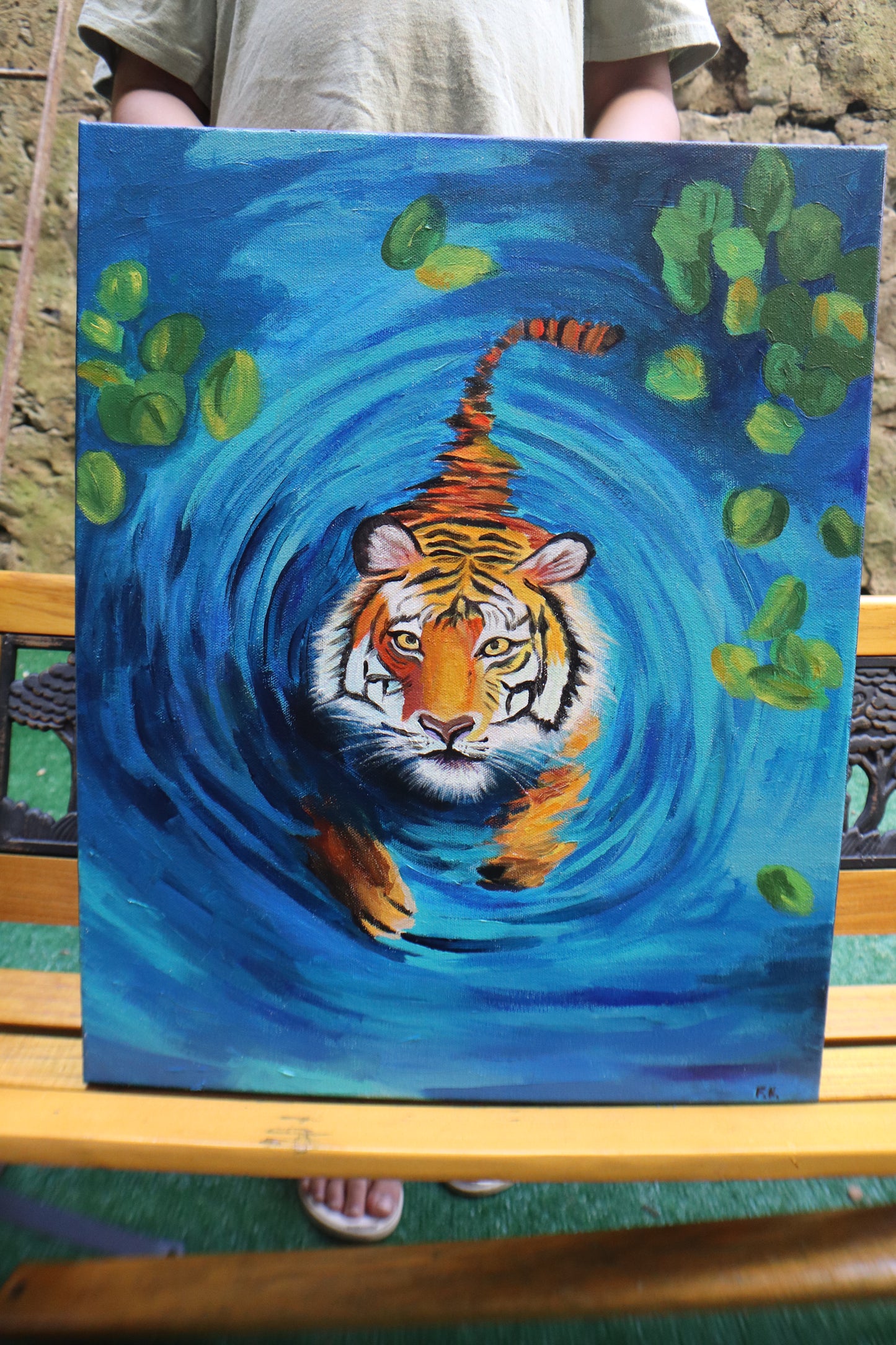 Tiger in Pond  Original Painting print