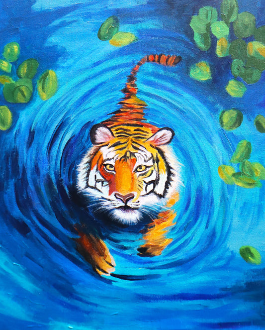 Tiger in Pond  Original Painting print